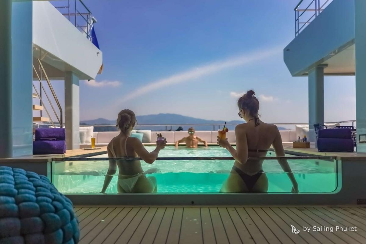 118ft Spacecat Yacht on a private charter around Phuket's islands