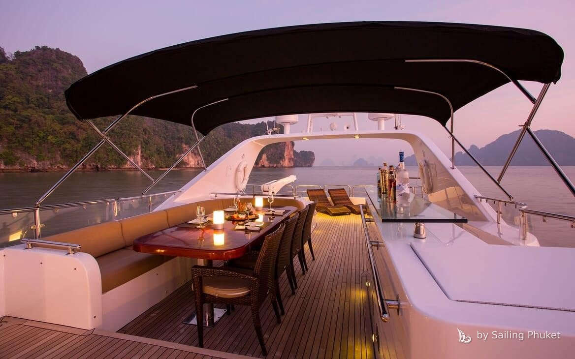 Bilgin 98ft on a private charter around Phuket's islands