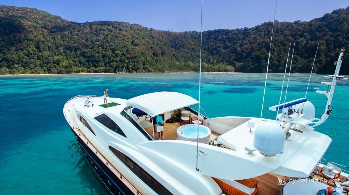 Astondoa 102ft on a private charter around Phuket's islands