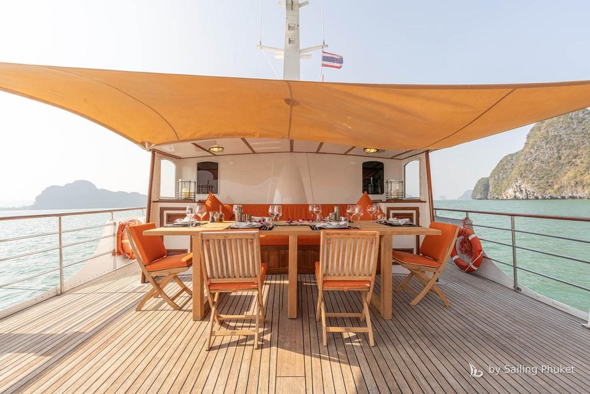 Camara 105ft on a private charter around Phuket's islands