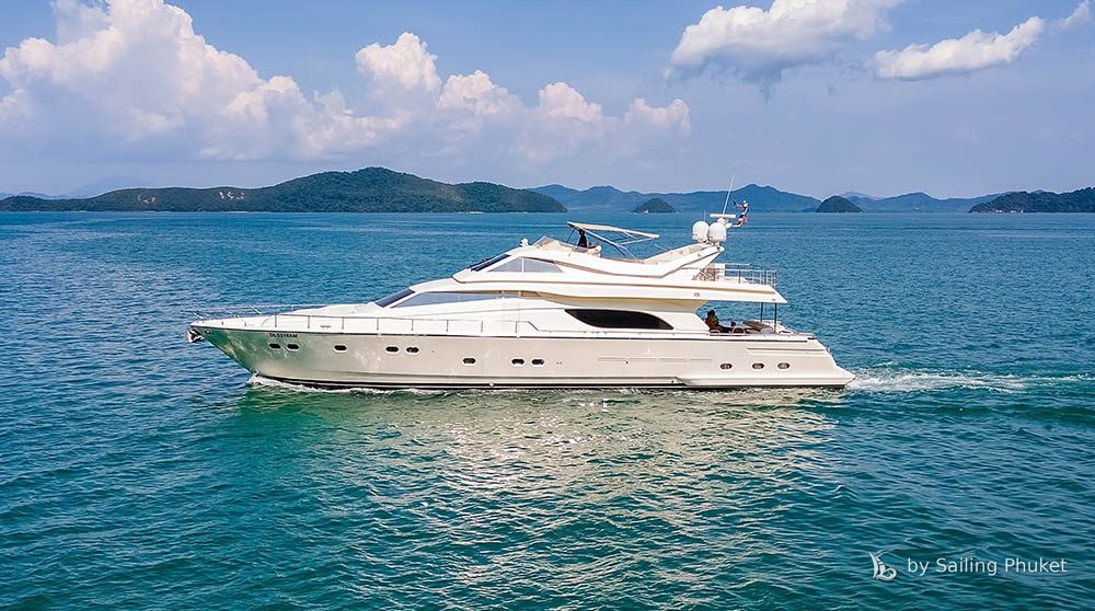 Ferretti 80ft on a private charter around Phuket's islands
