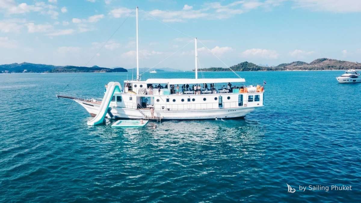 Taipan Yacht 130ft (Le Saint Tropez) on a private charter around Phuket's islands