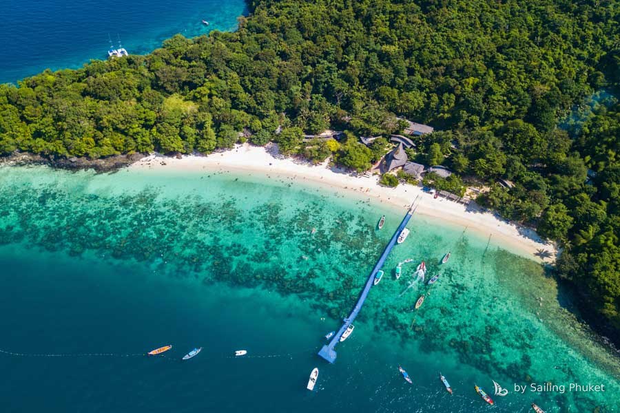 Aerial view of Coral Island (Koh Hey), Phuket