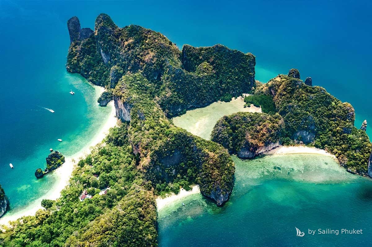 Aerial view of Koh Hong, Krabi