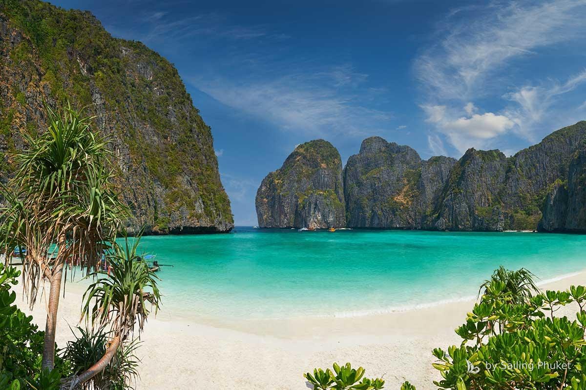 The cove of Maya Bay from the water